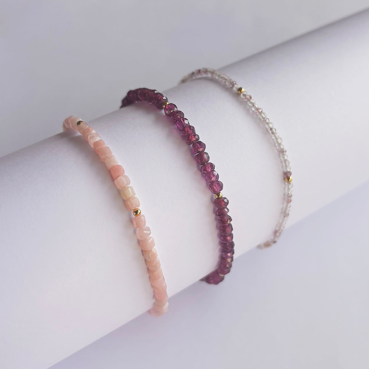 Scrouples - Armbånd, forgyldt sølv med lyserød kvarts - Modelnr: 39802A,M