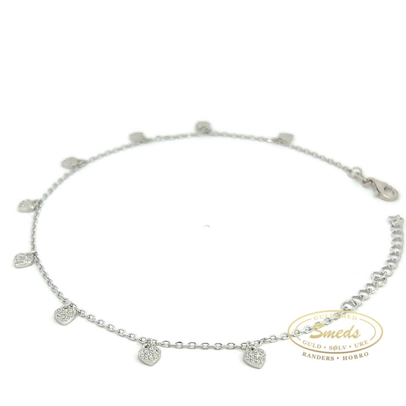 Sølv ankelkæde med små charms - Model: CR13382