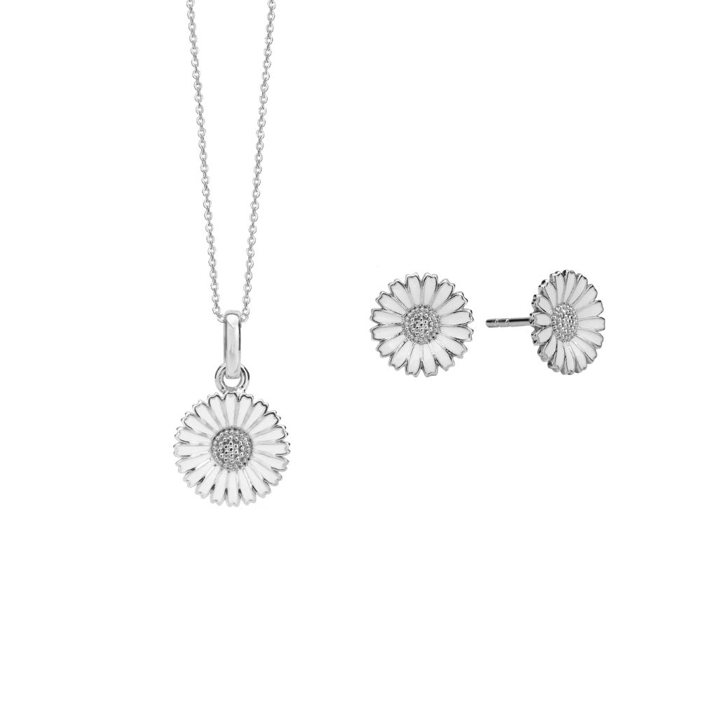 Aagaard Marguerit Smykkesæt med Halskæde og Ørestikker Sterling Sølv - Model: 1685-M-26-S