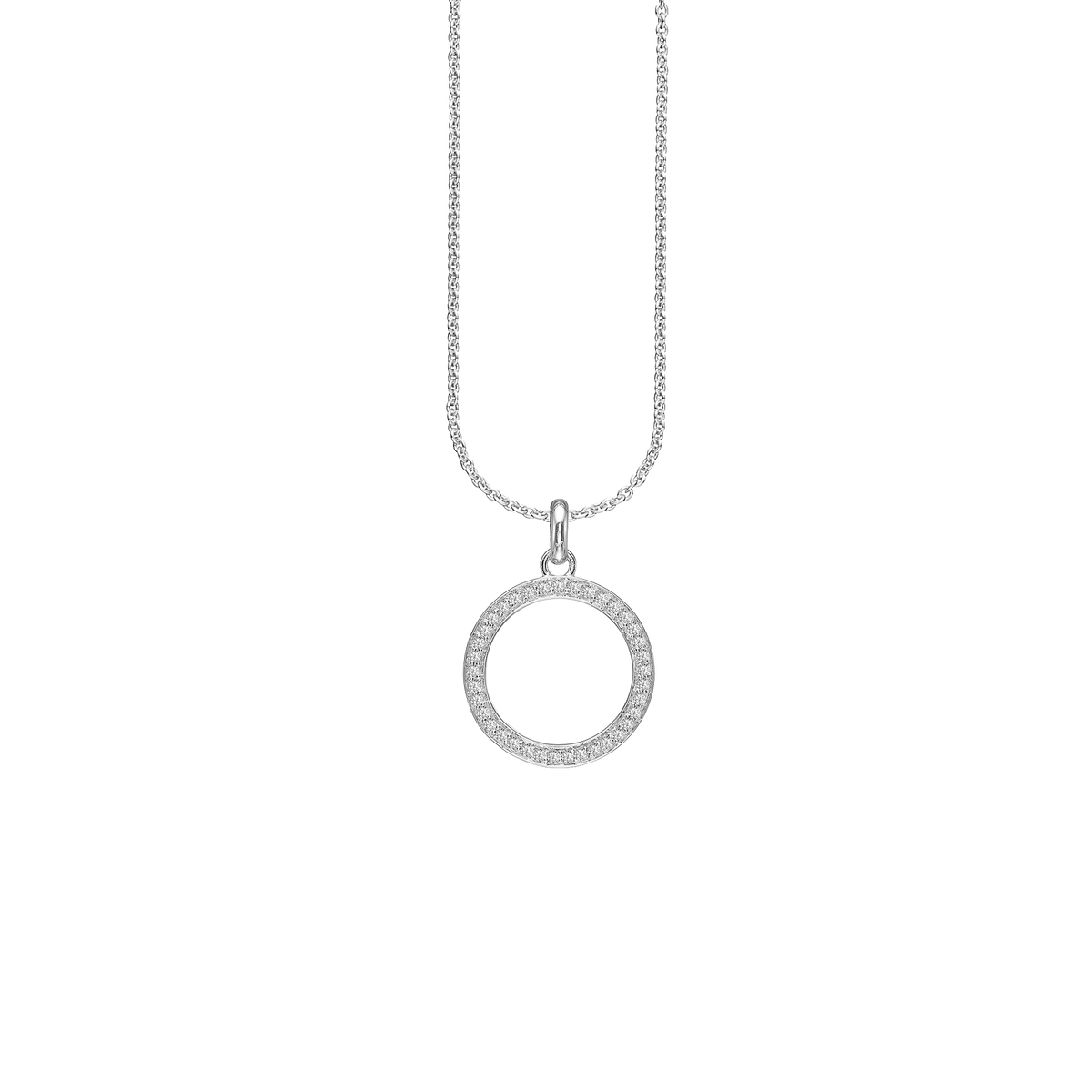 Aagaard Halskæde med Vedhæng Cirkel Cubic Zirkonia Rhodineret Sterling Sølv 45 cm