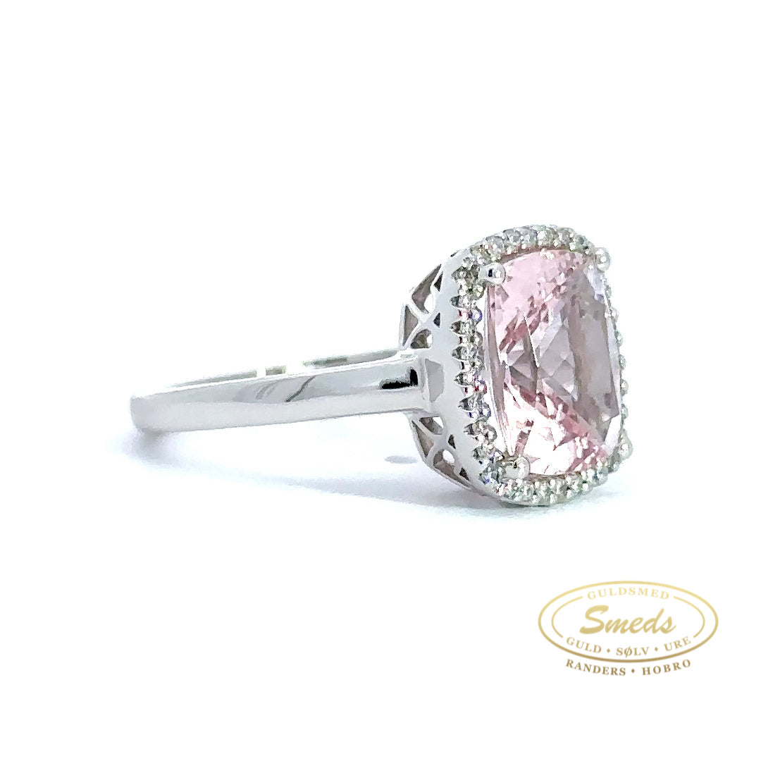 Amore - 14 kt. Diamant guld ring med pink morganit og diamant 0,10ct w/si - Model: 40-22592