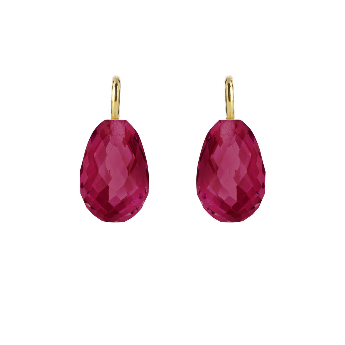 Susanne Friis Bjørner Vedhæng til ørering, forgyldt sølv, 8x12 mm æg facet granat krystal