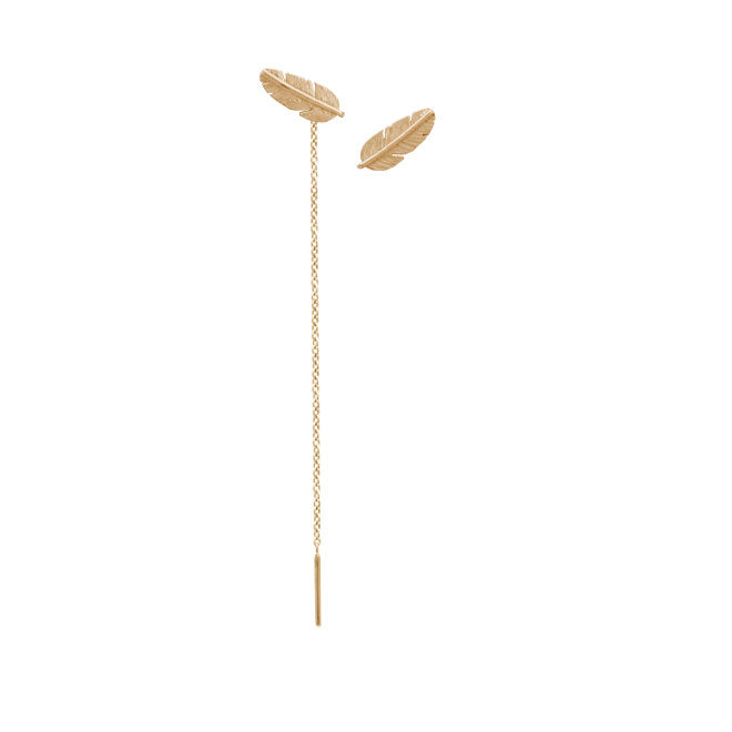 Heiring - Fjer ørering mini stik & 1 kæde - forgoldet - Model: HE-51-5-82SK/FG