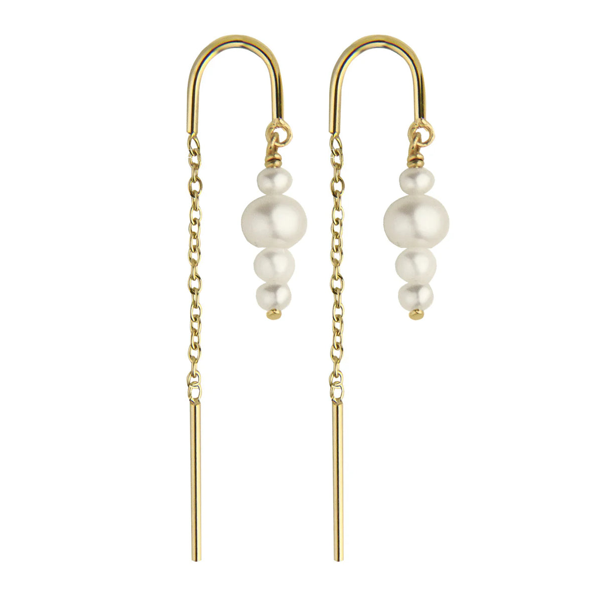 Jeberg Jewellery - Forgyldt - CORDELIA Pearls on a row ørekæde - Model: 52795