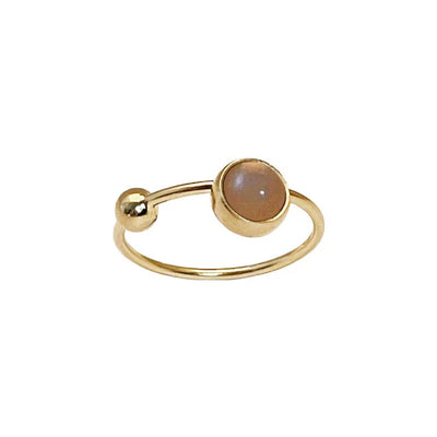 Heiring - Forgyldt KOULÉ ring med 6 mm peach månesten og kugle - Model: 53-5-42FG