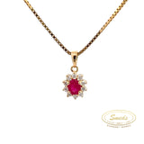 14 kt. Guld roset vedhæng med rubin og diamant 0,15 ct. tw/si - 20-22136