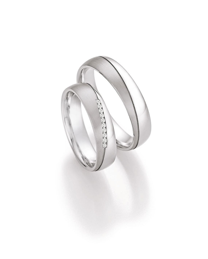 BN - Vielses- og forlovelsesringe i sølv med diamanter - Modelnr.: 30170-050/30180-050