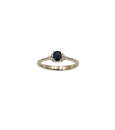 L&G - 14 karat rødgulds ring med safir og brillanter, i alt 0,055 ct. w/si. - Model: 600018