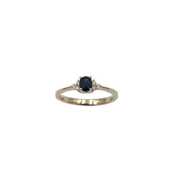 L&G - 14 karat rødgulds ring med safir og brillanter, i alt 0,055 ct. w/si. - Model: 600018