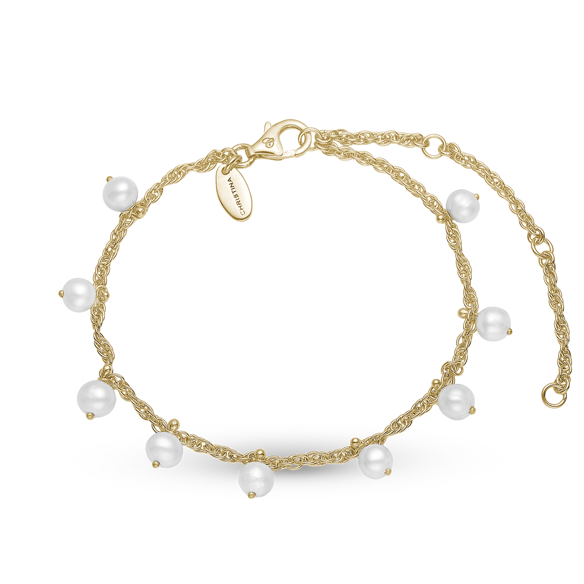 Christina Dangling Pearls armbånd i forgyldt sølv – model 601-G47