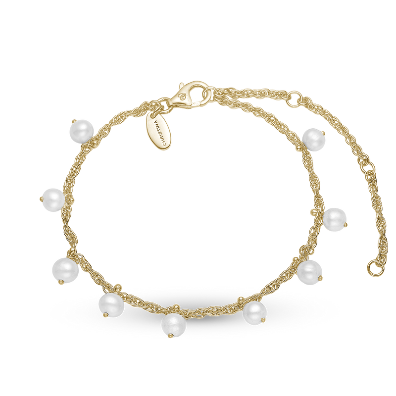Christina jewelry & watches - Armbånd forgyldt, Dangling Pearls - Model: 601-G47