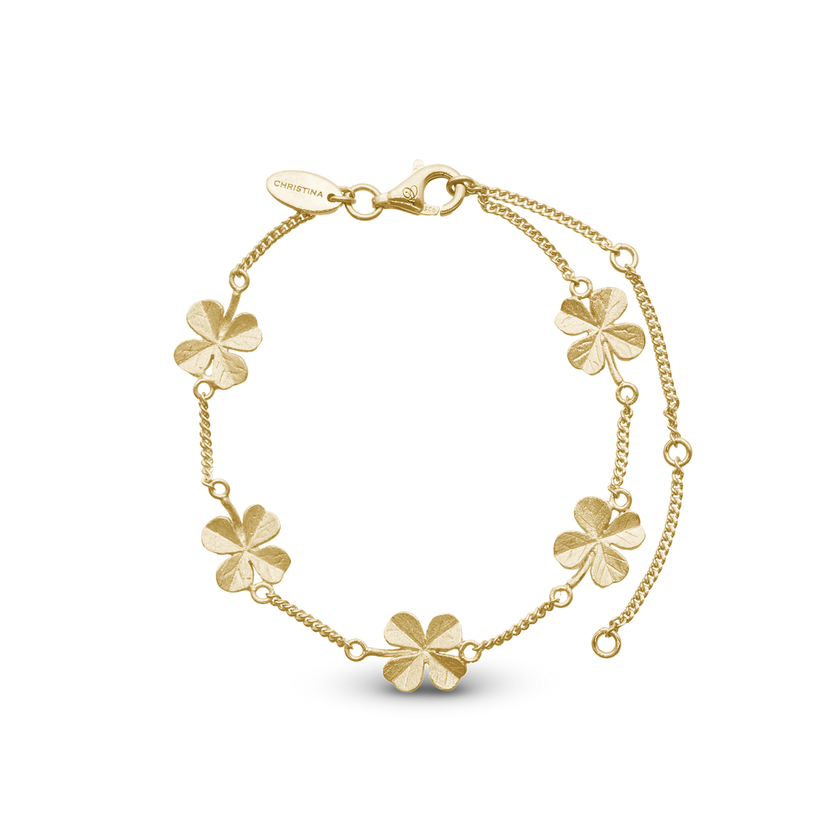 Christina Four Leaf Clover armbånd i forgyldt sølv – model 601-G55