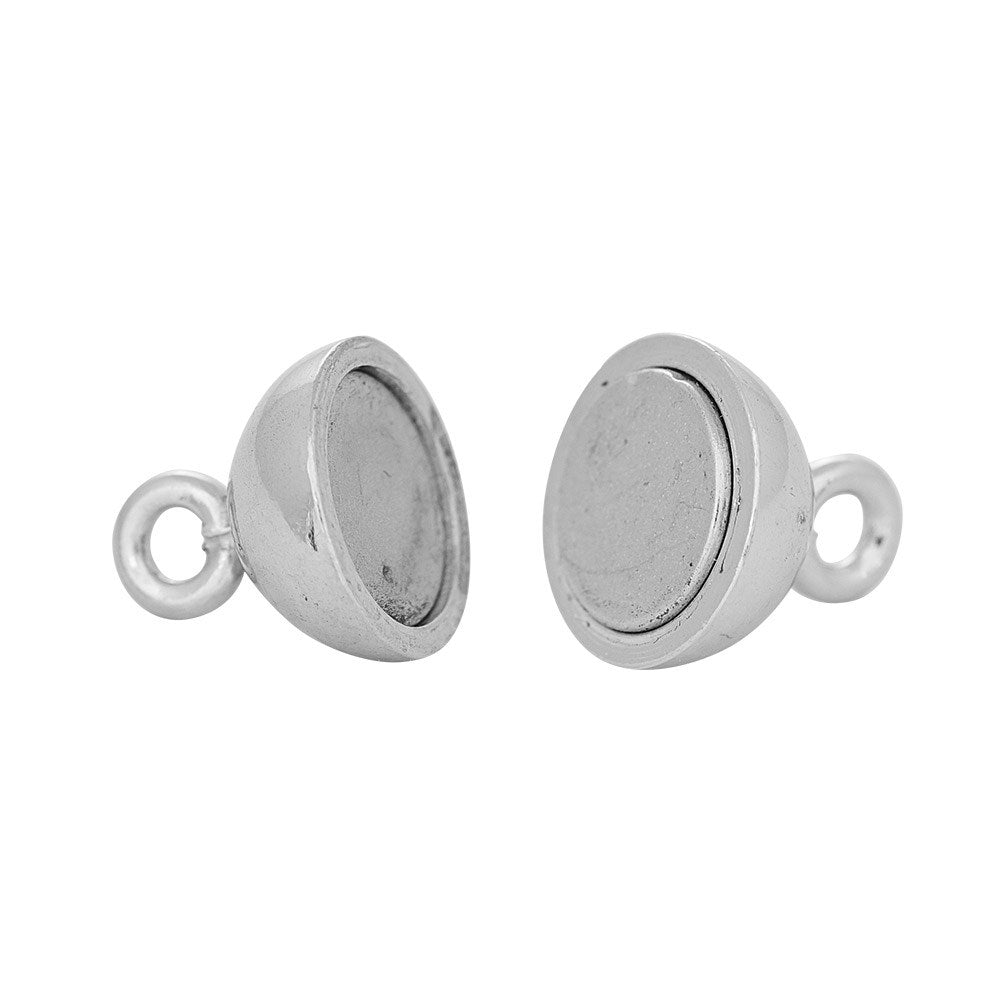 Siersbøl Rhod. Sølv magnet perlelås 10mm blank