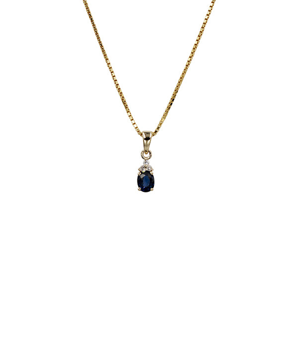 L&G - 14 kt rødgulds vedhæng med safir og i alt 0,03 ct. w/si brillanter - Model: 604018