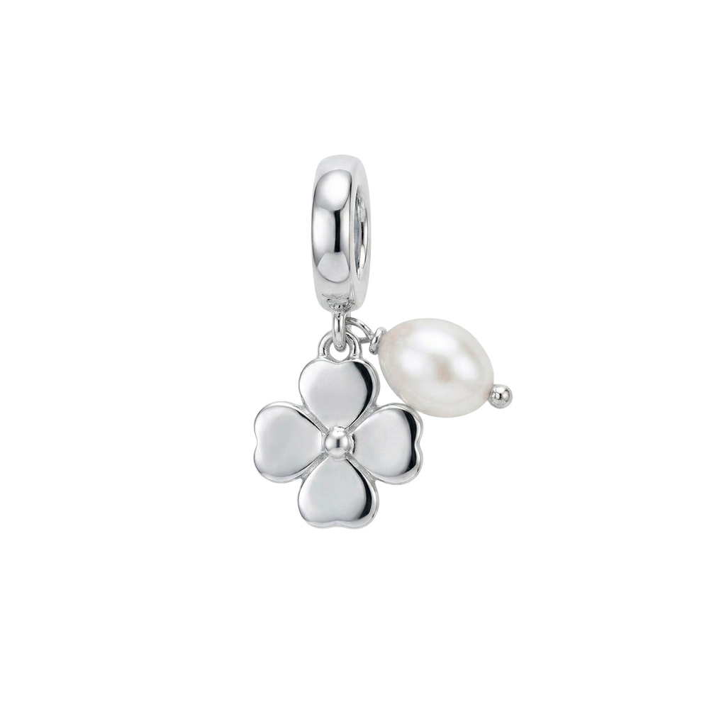 Christina Jewelry - Clover & Pearl charm 6 mm, sølv - Model: 610-S152