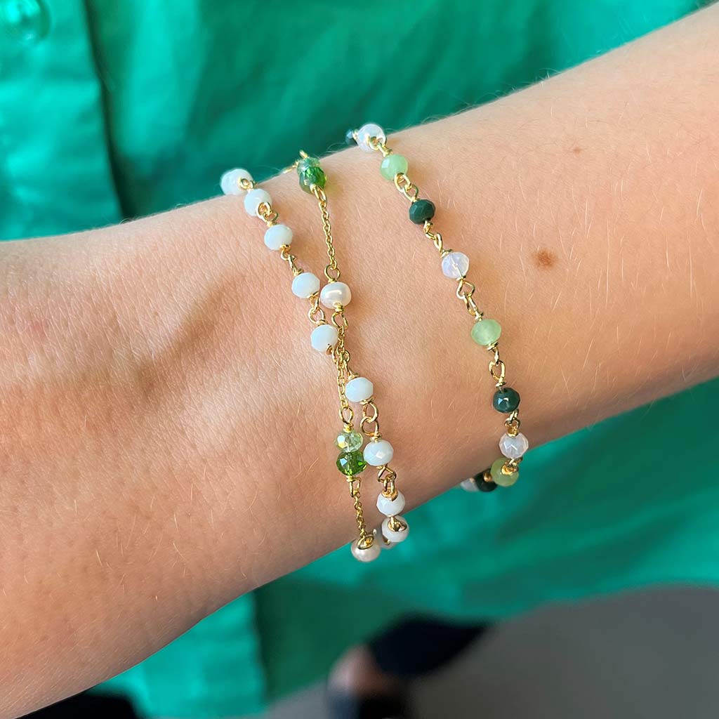 Scrouples - Forgyldt armbånd med grønne sten - Model: 610792