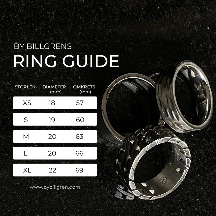 By Billgren - Herre ring, stål med sort plade - Model: 5609