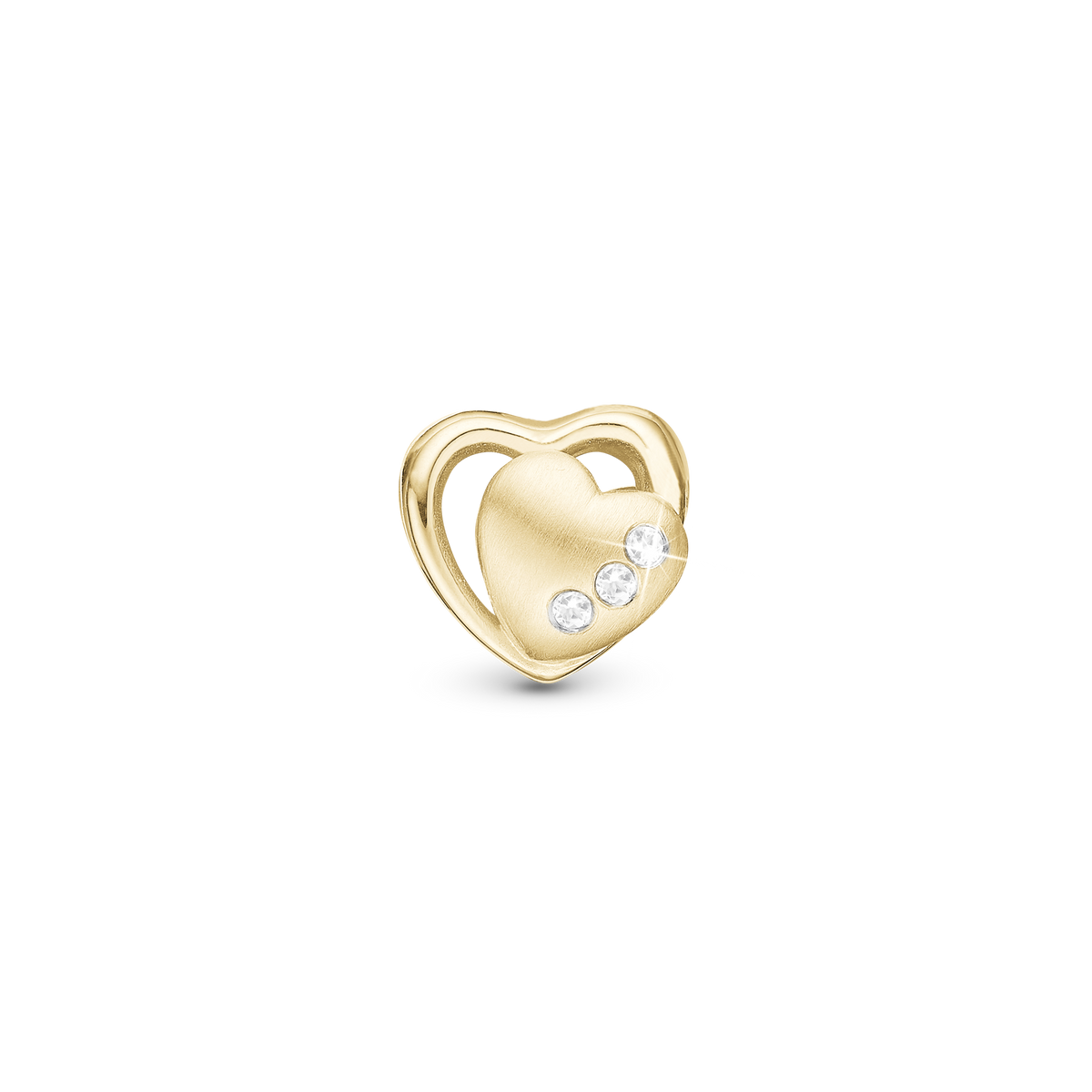 Christina 2-Hearts charm 4 mm i forgyldt sølv – model 623-G05