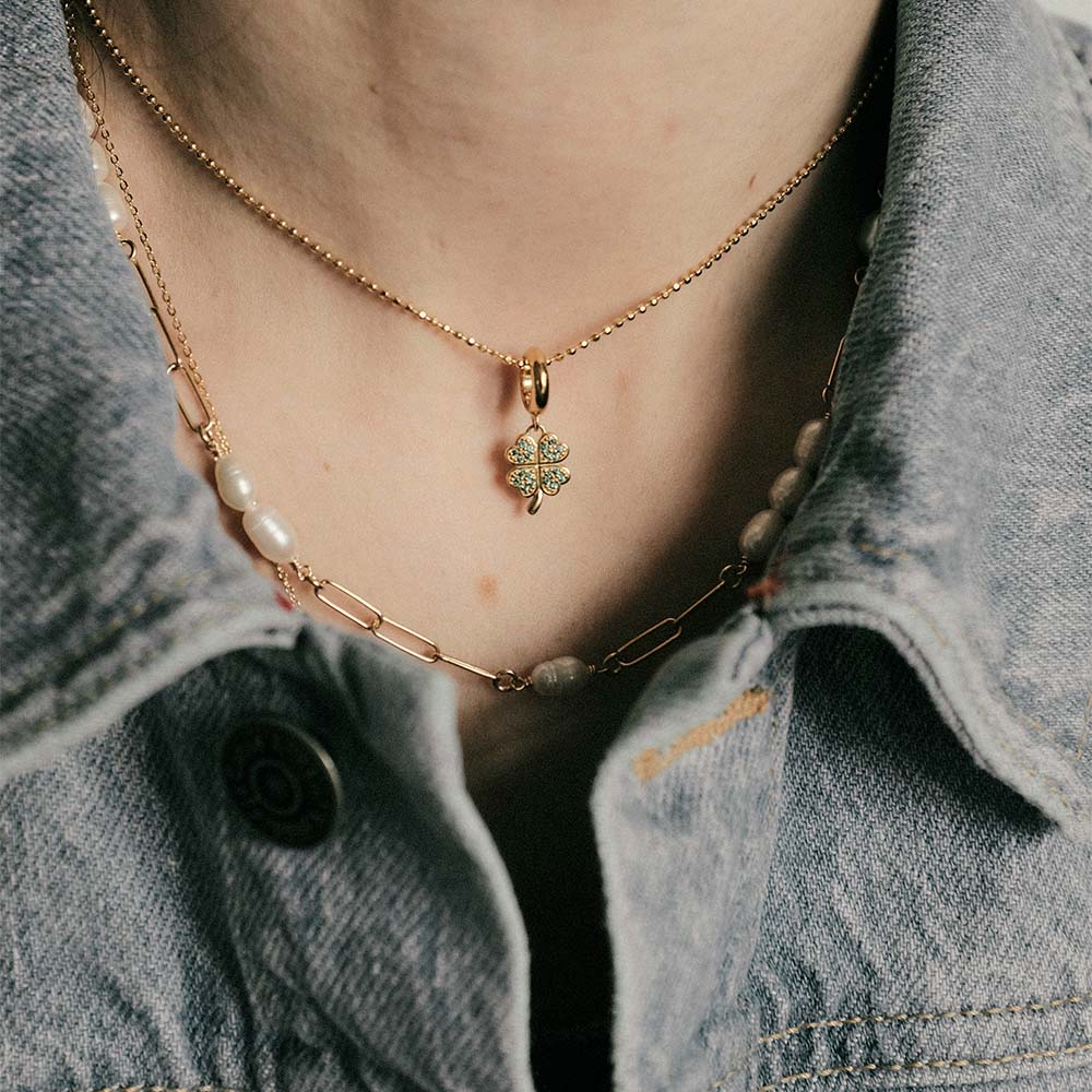 Christina Lucky Clover hænger-charm 4 mm i forgyldt sølv – model 623-G323 – billede 3