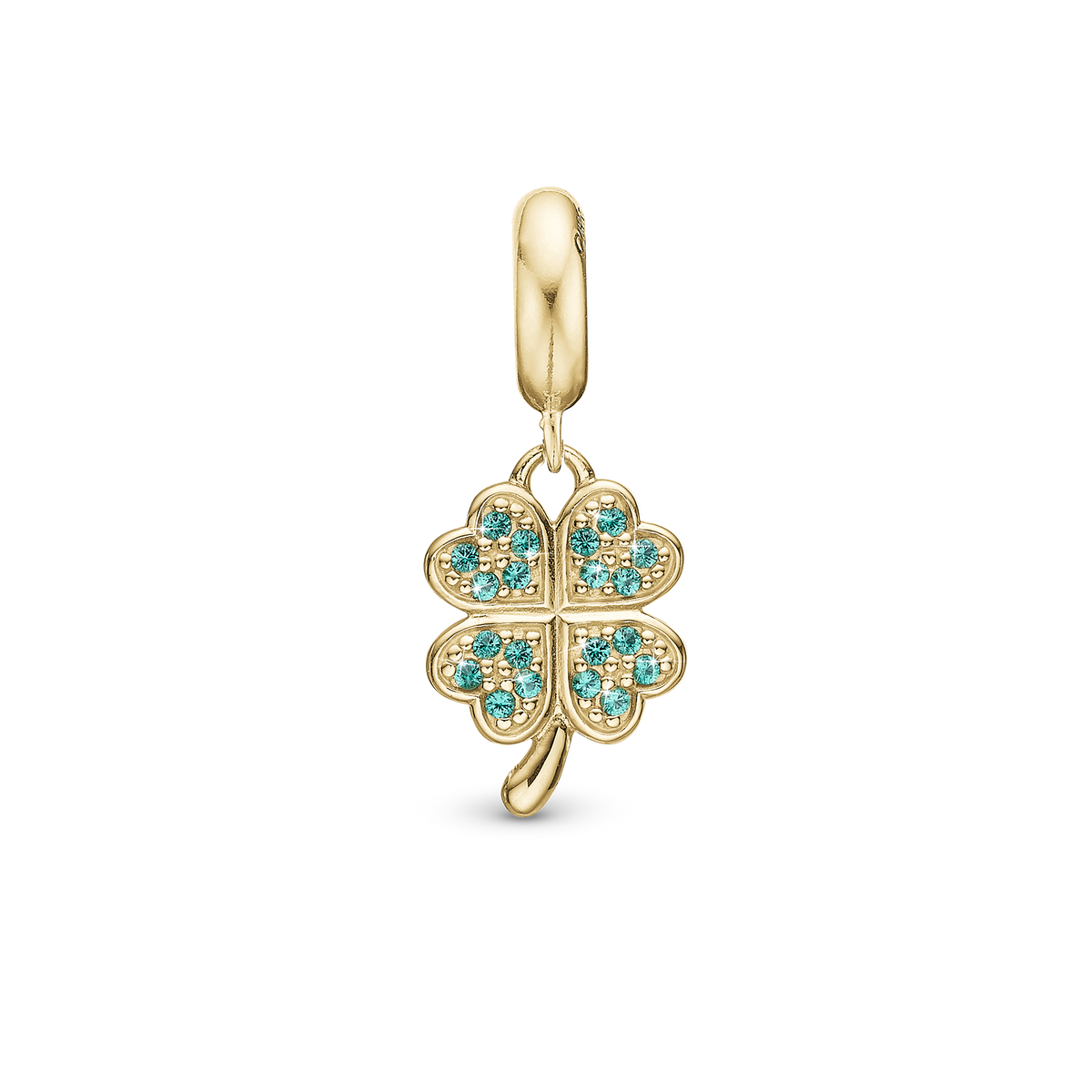 Christina Lucky Clover hænger-charm 4 mm i forgyldt sølv – model 623-G323