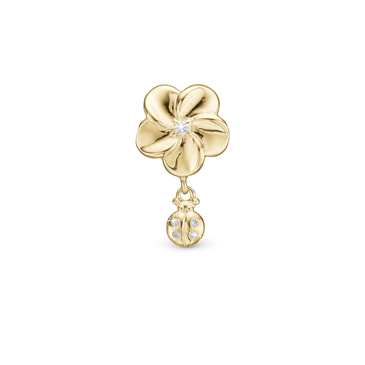 Christina Flower and Ladybird hænger-charm 4 mm i forgyldt sølv – model 623-G325