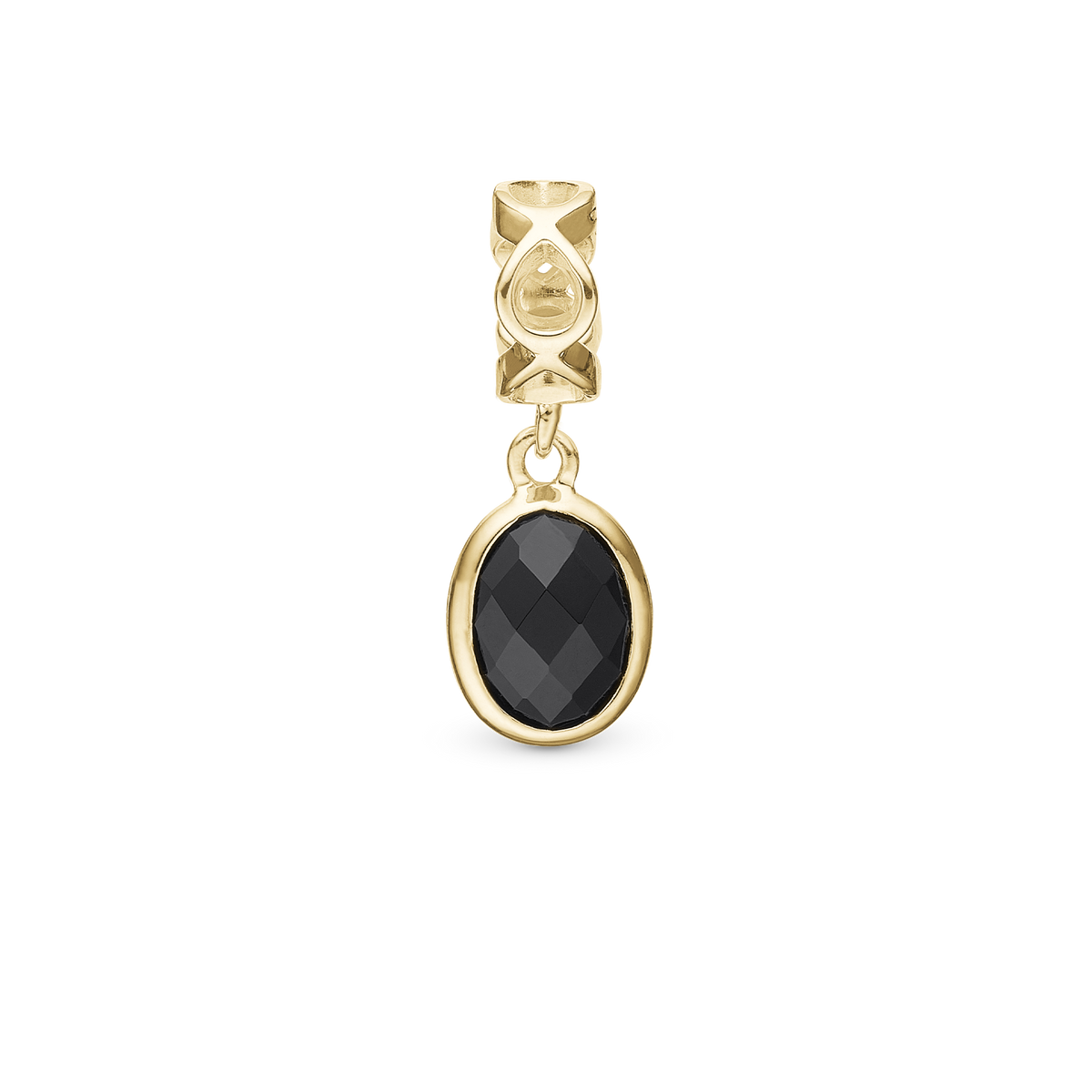Christina Moving Onyx hænger-charm 4 mm i forgyldt sølv – model 623-G47