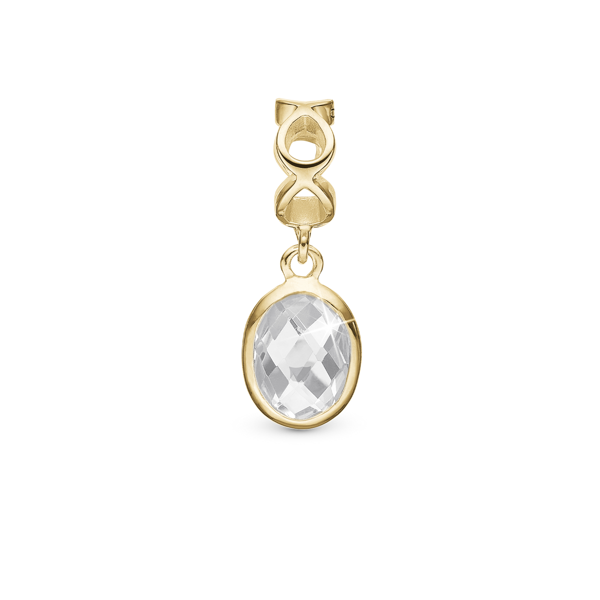 Christina Moving Crystal hænger-charm 4 mm i forgyldt sølv – model 623-G48