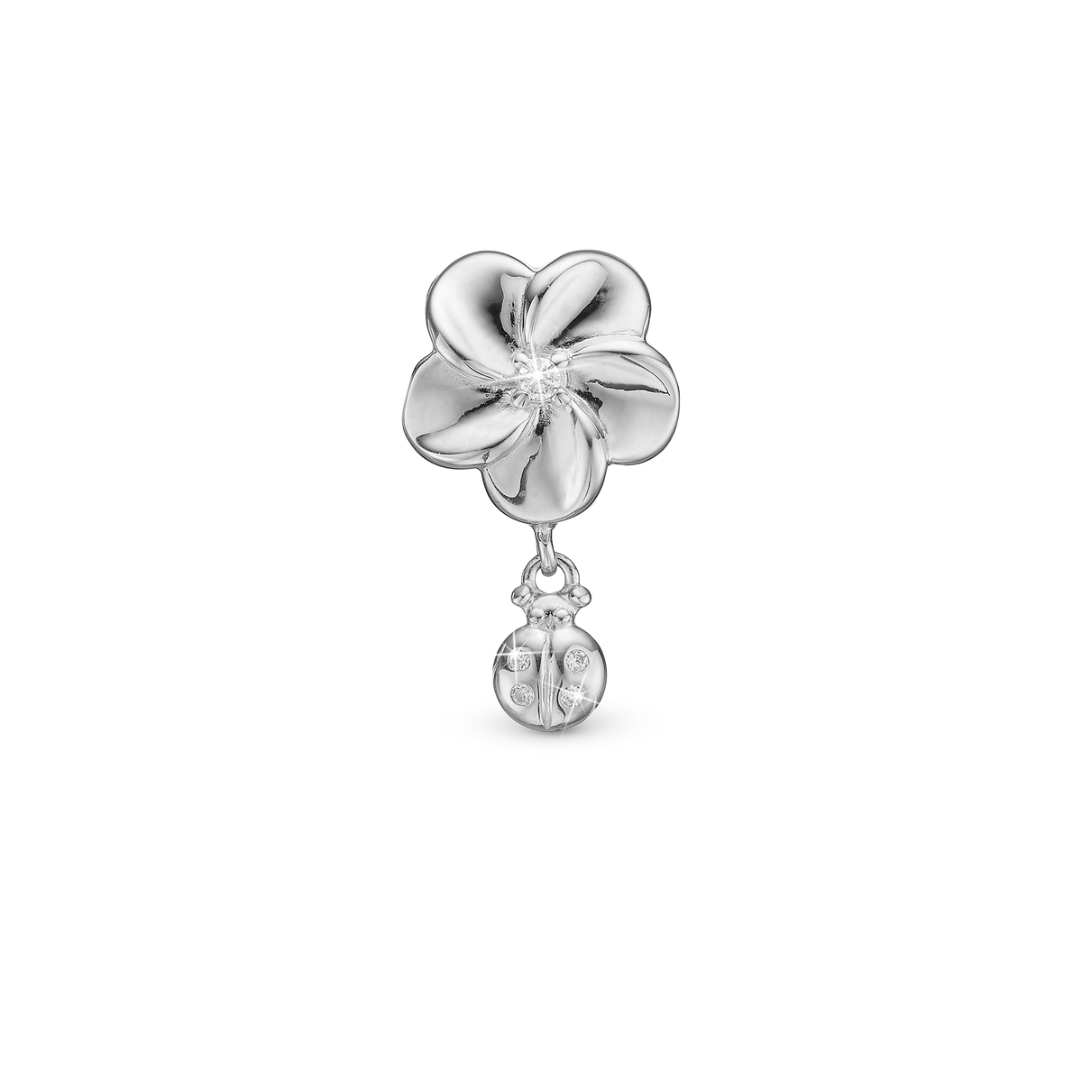Christina Flower and Ladybird hænger-charm 4 mm i sølv – model 623-S325