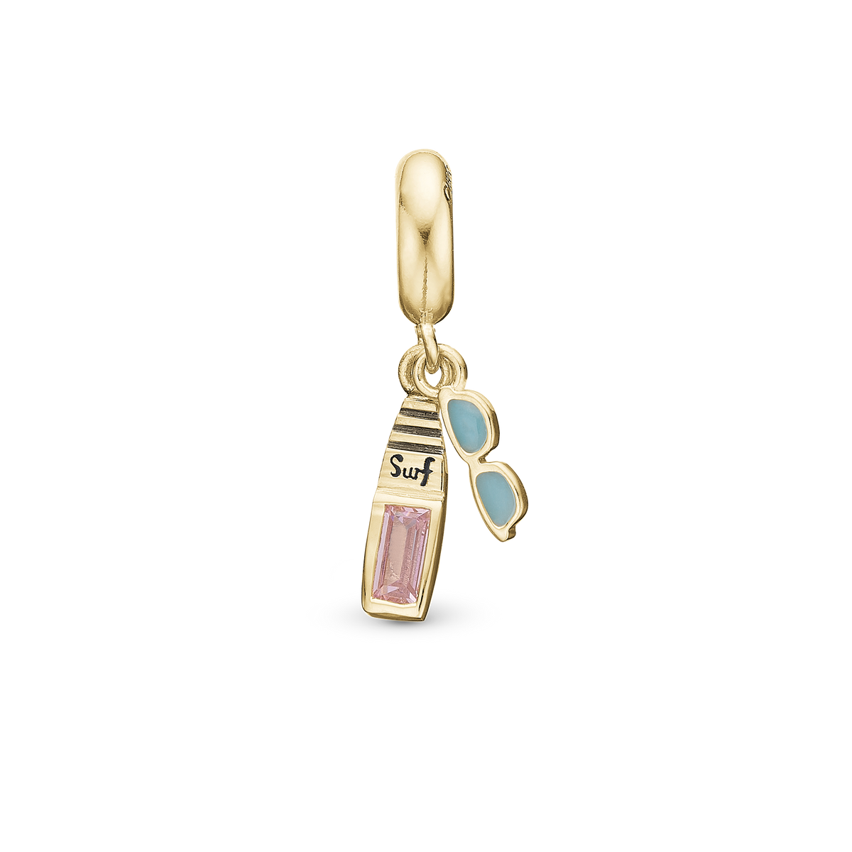 Christina Surfboard Limited Edition charm 4 mm i forgyldt sølv – model 623-SURFBOARD-G