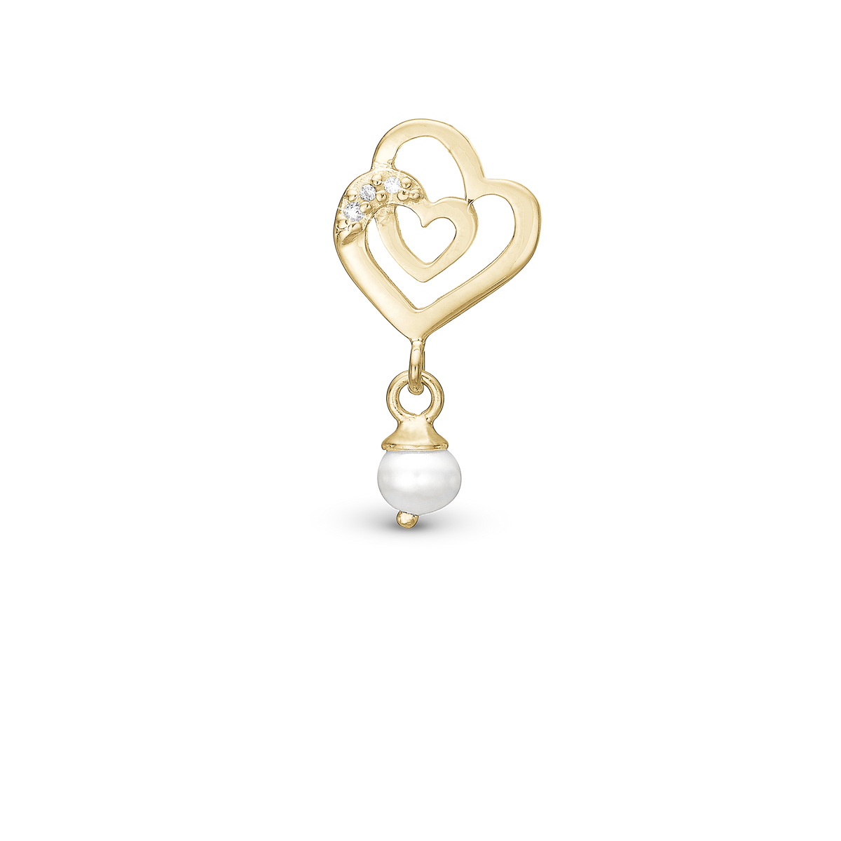 Christina Two Hearts charm i forgyldt sølv – model 630-G279