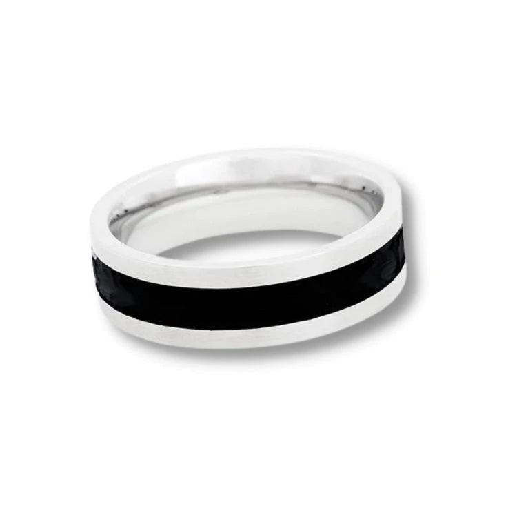 By Billgren - Herre ring, stål med sort plade - Model: 5614