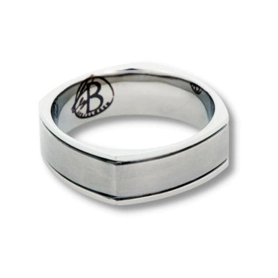 By Billgren - Herre ring, stål med kantet mønster - Model: 5610