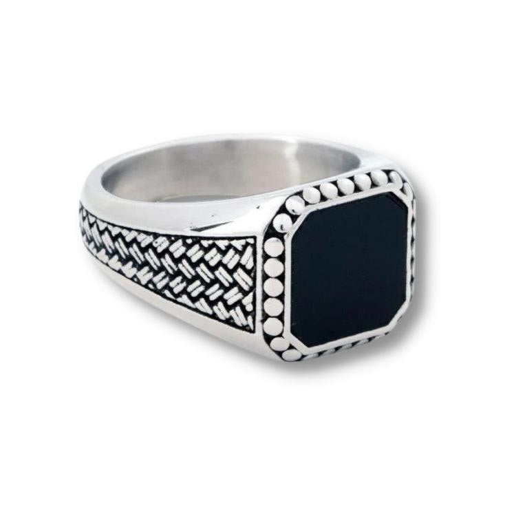 By Billgren - Herrering, rustfrit stål og sort plade - Model: 5630