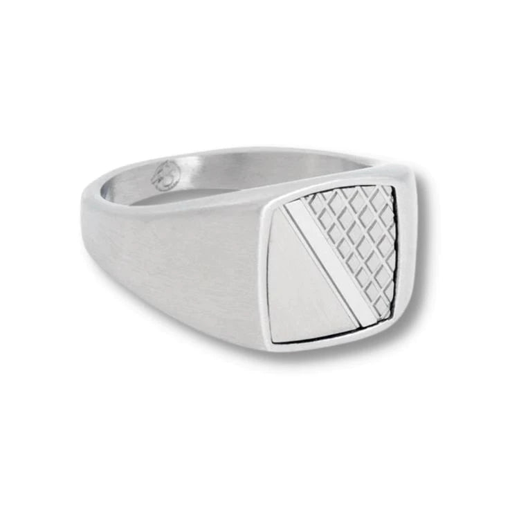 By Billgren - Herre ring, stål med mønster på toppen - Model: 5618