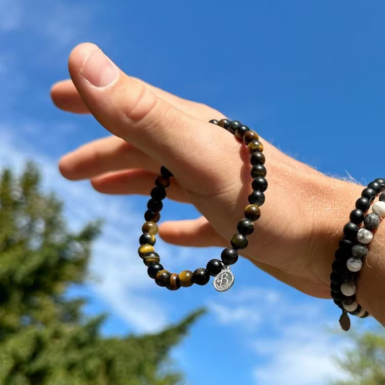 By Billgren - Herre stenarmbånd i sorte og brune sten (Bob) - Modelnr.: 8214