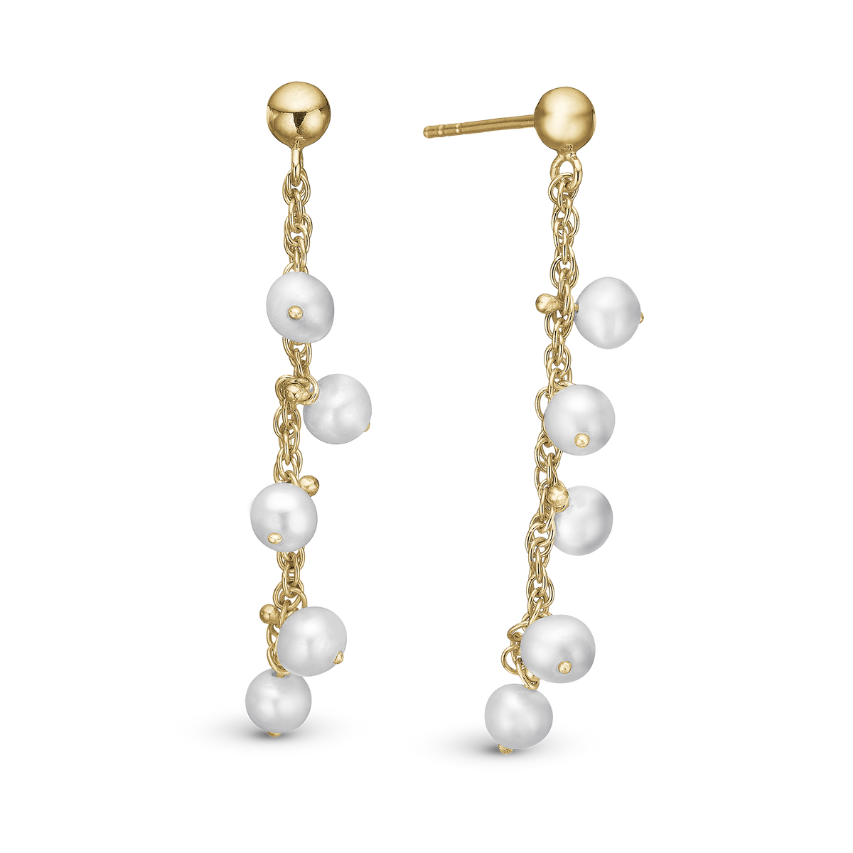 Christina Dangling Pearls ørehængere i forgyldt sølv – model 670-G63