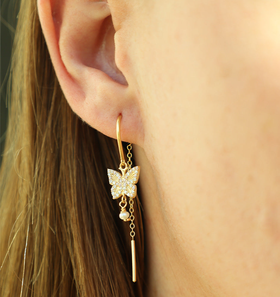 Christina Sparkling Butterfly ørehængere i forgyldt sølv – model 670-G85 – billede 2
