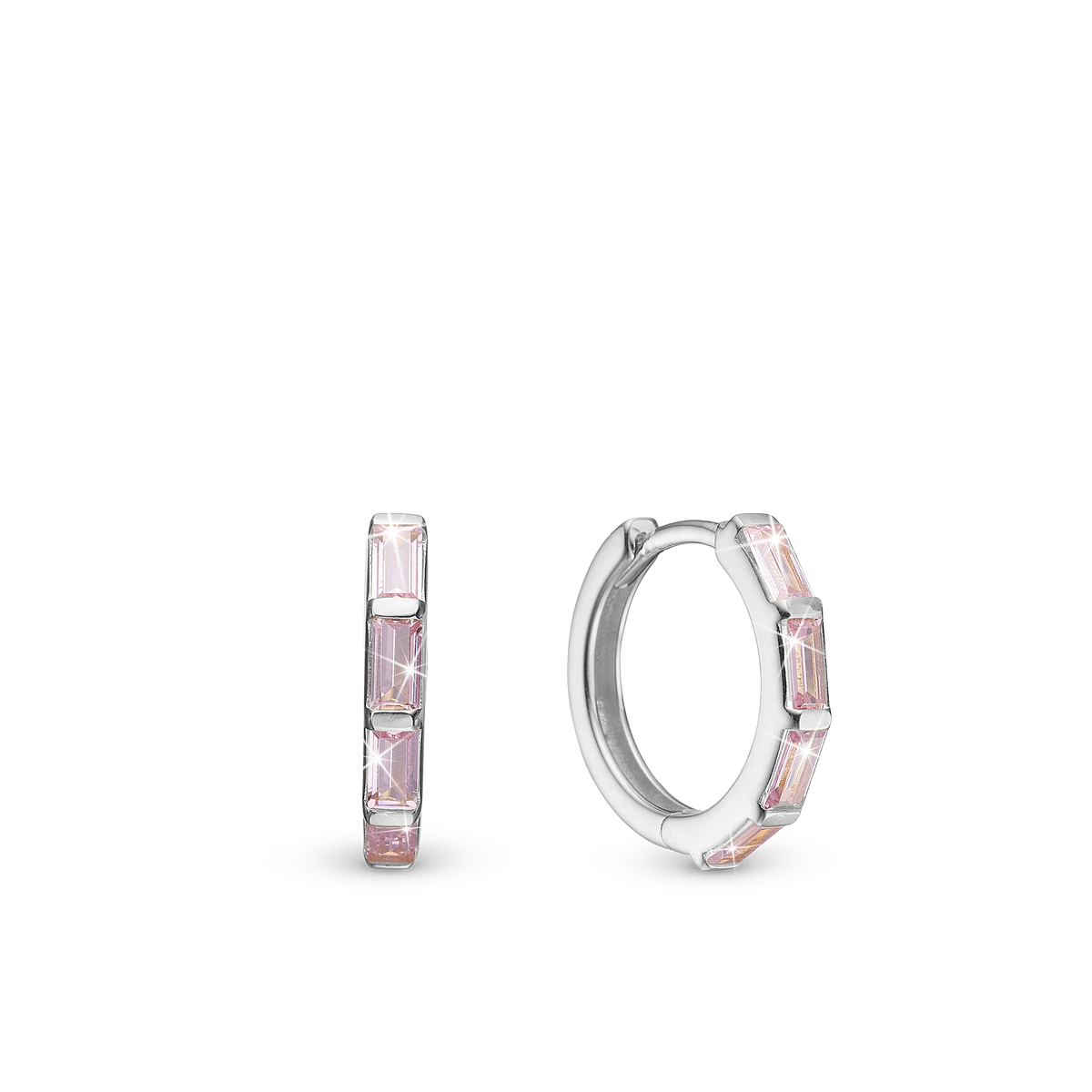Christina Pink Baguette ørehængere i sølv – model 670-S71PINK