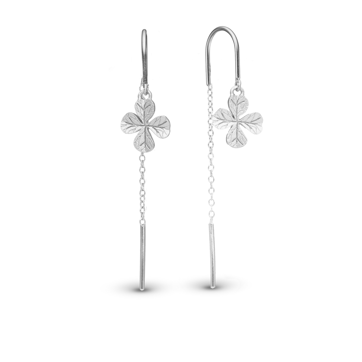 Christina Long Four Leaf Clover ørehængere i sølv – model 670-S77