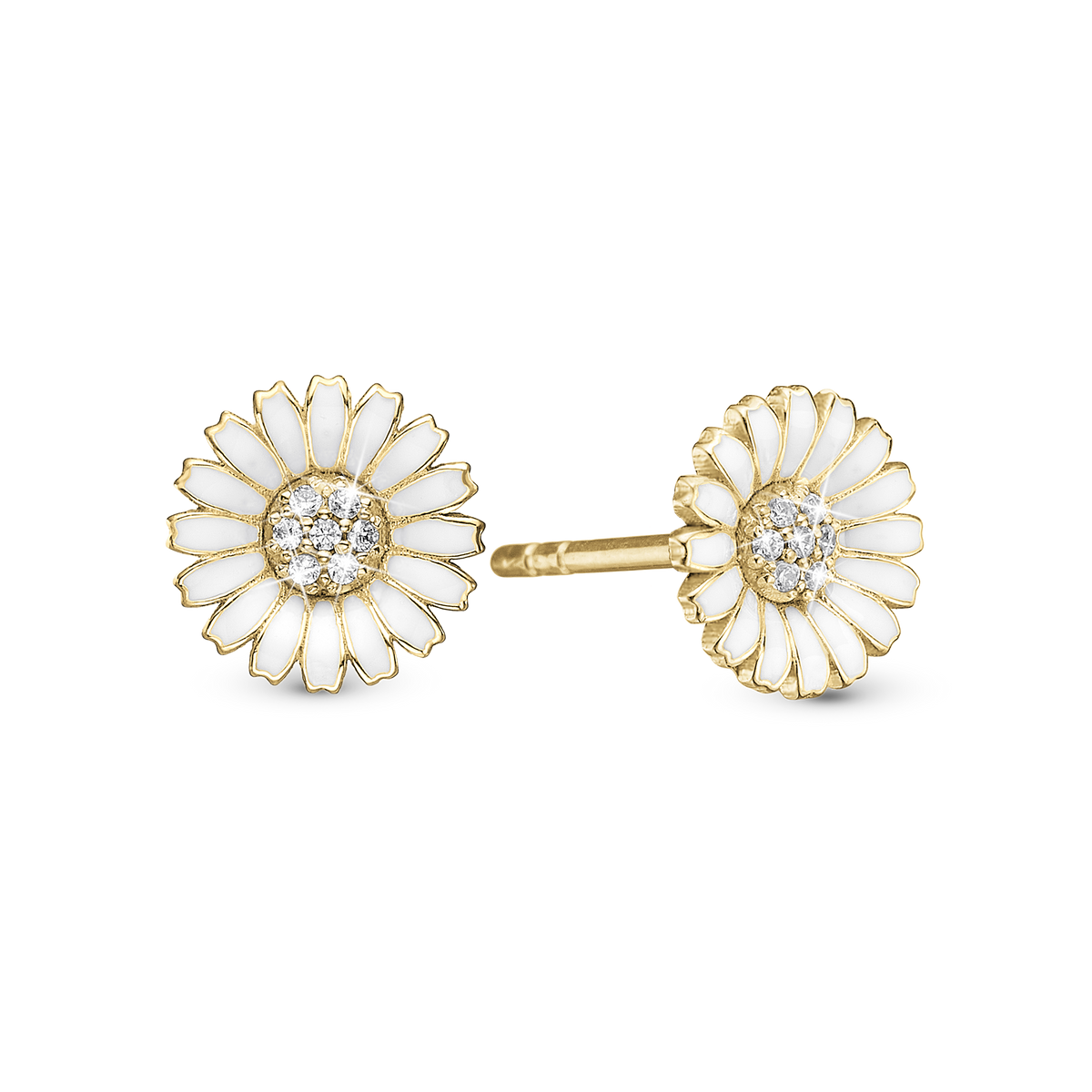Christina Marguerit CZ 8mm ørestikker i forgyldt sølv – model 671-G123