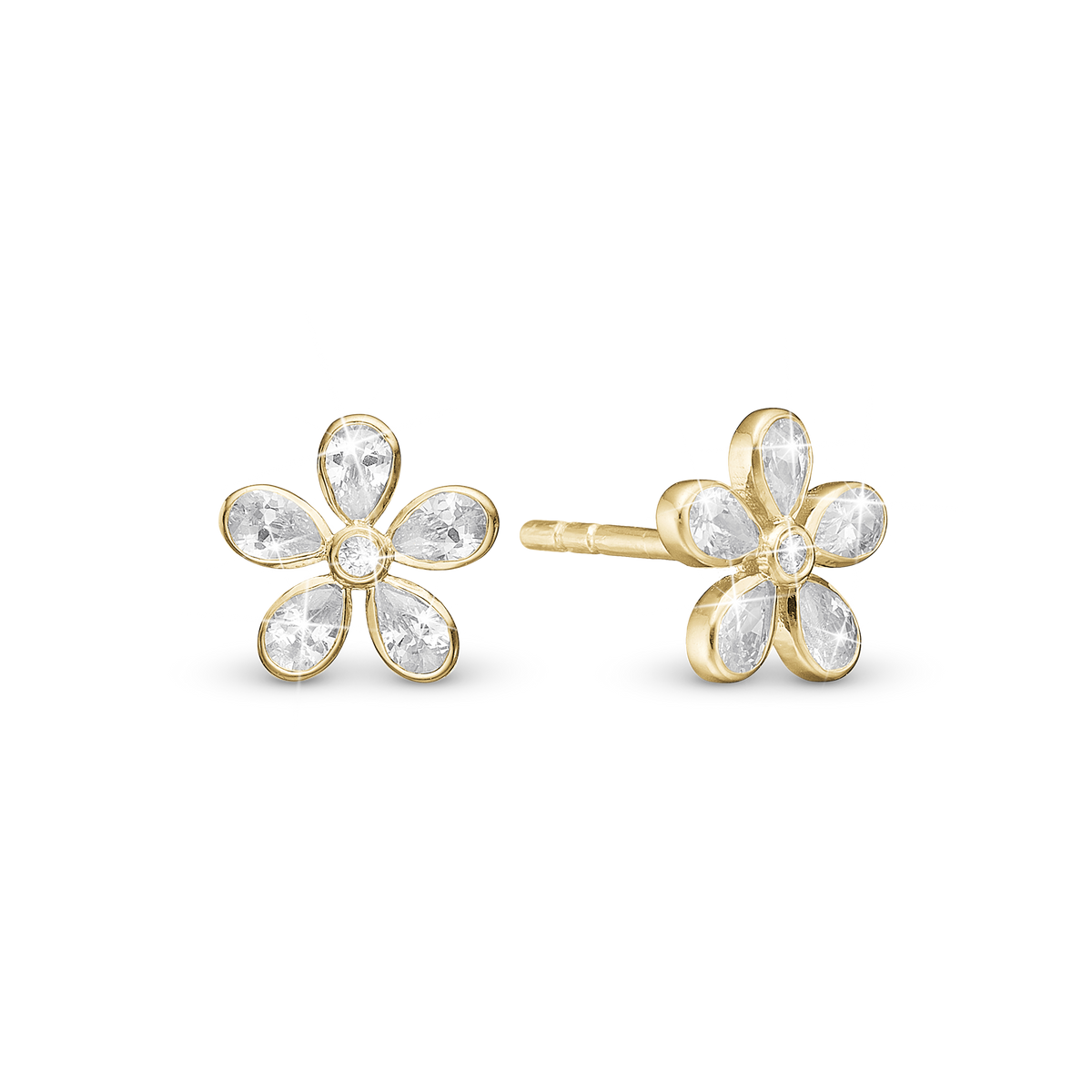 Christina Magic white Flower ørestikker i forgyldt sølv – model 671-G126