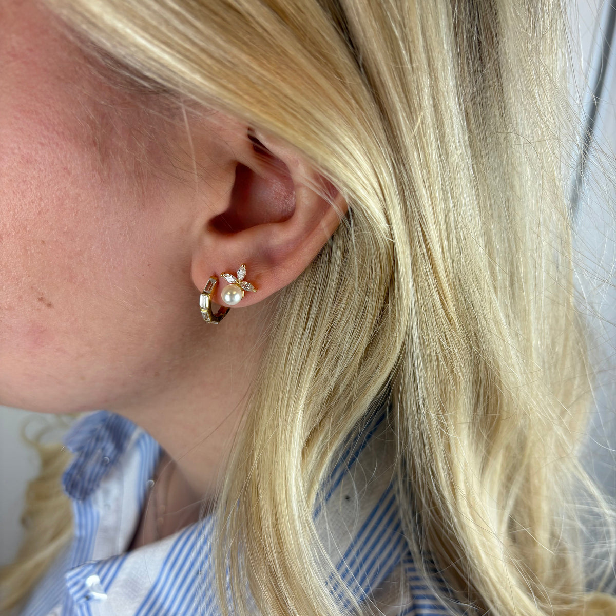 Christina Pearl Lotus ørestikker i forgyldt sølv – model 671-G131 – billede 2