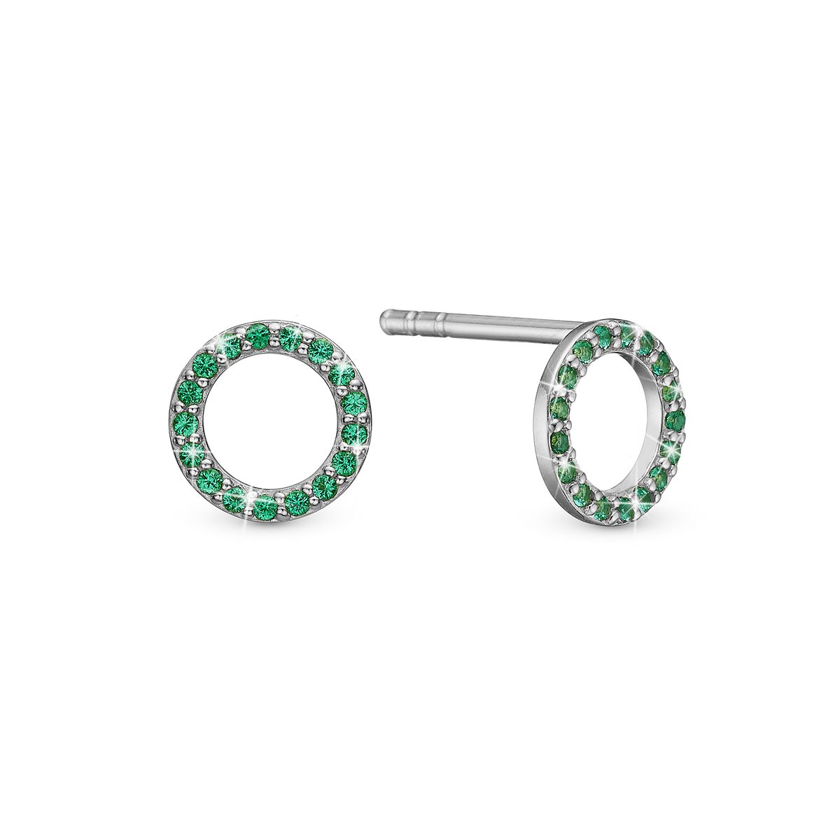 Christina Green Circles ørestikker i sølv – model 671-S118GREEN