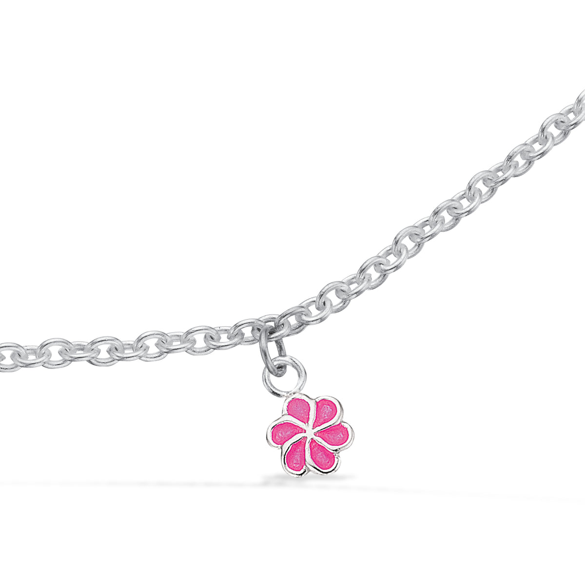 Scrouples - Børnearmbånd i sølv m. blomster emalje charm - 14+2cm - Modelnr.: 671452