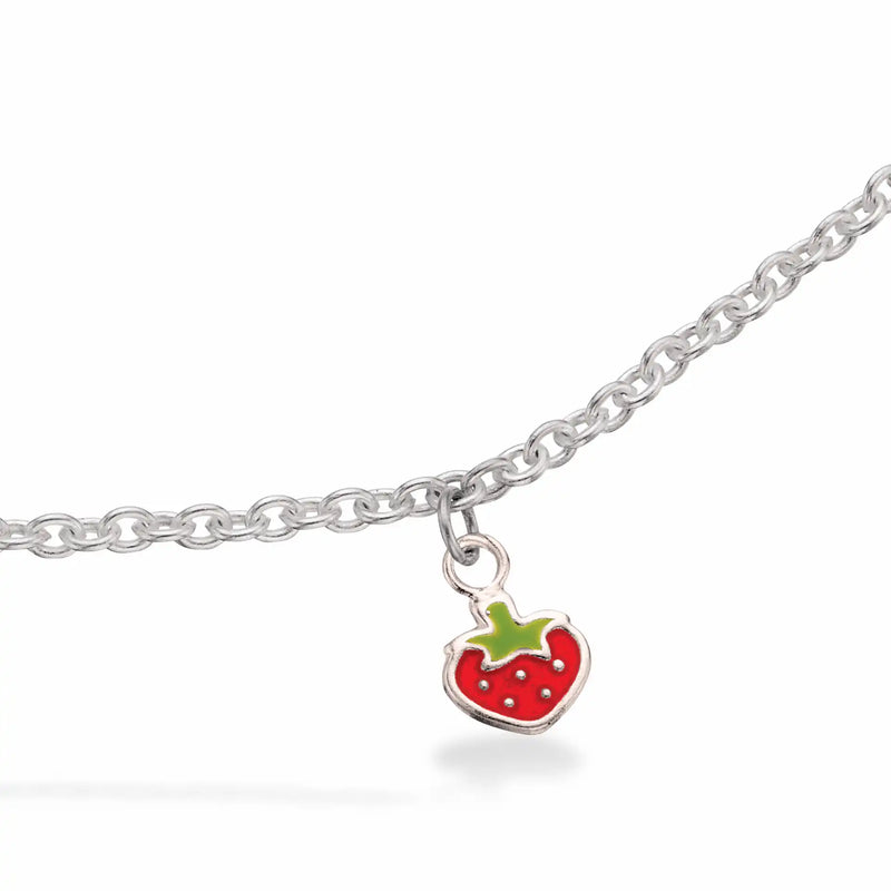Scrouples - Sølv børnearmbånd, jordbær med emalje - Model: 672082