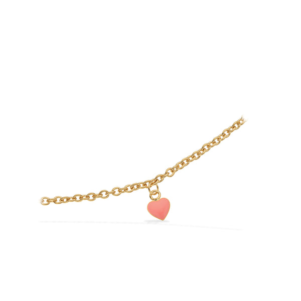 Scrouples - Forgyldt børnearmbånd, hjerte med rosa emalje - Model: 672342