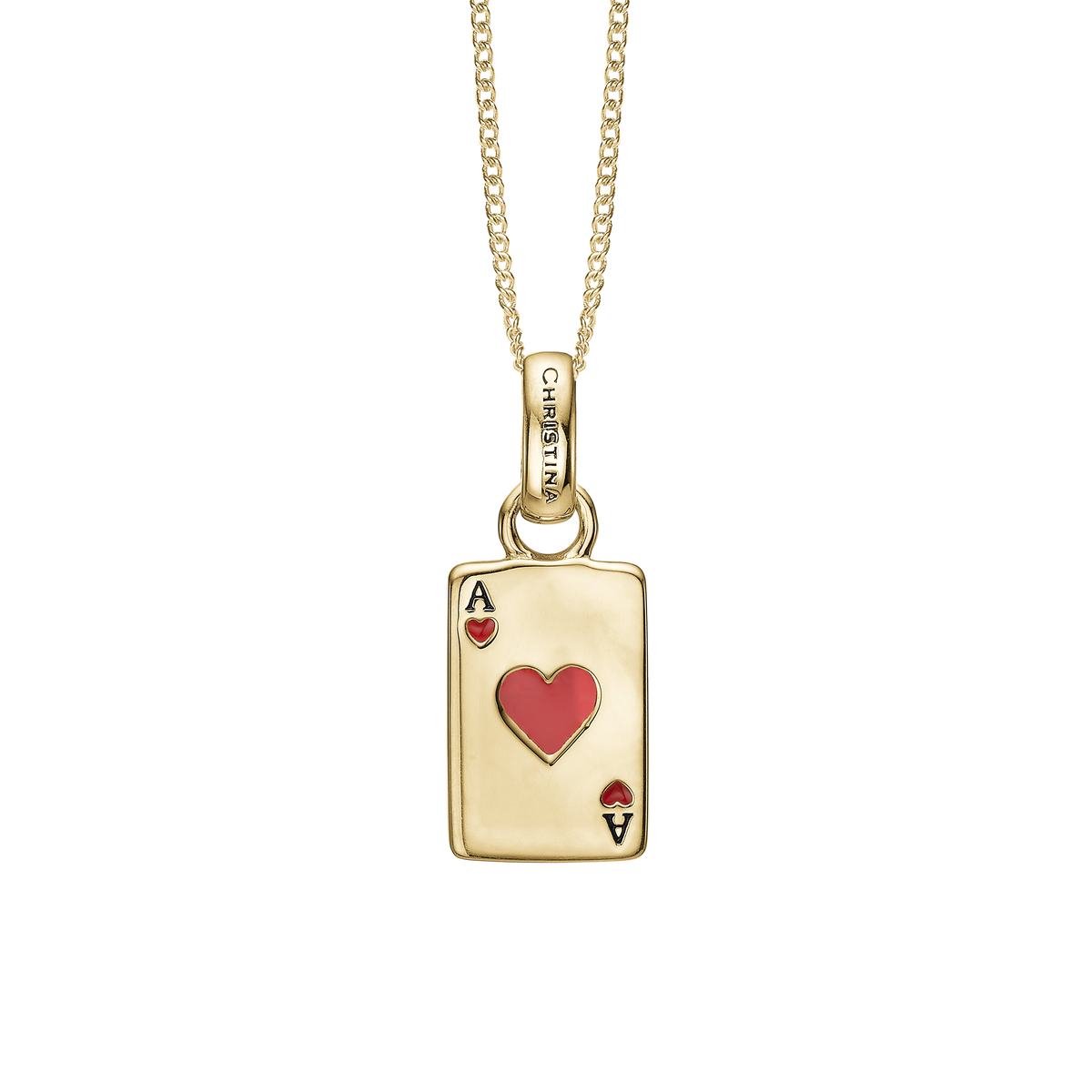 Christina Ace of Hearts vedhæng i forgyldt sølv