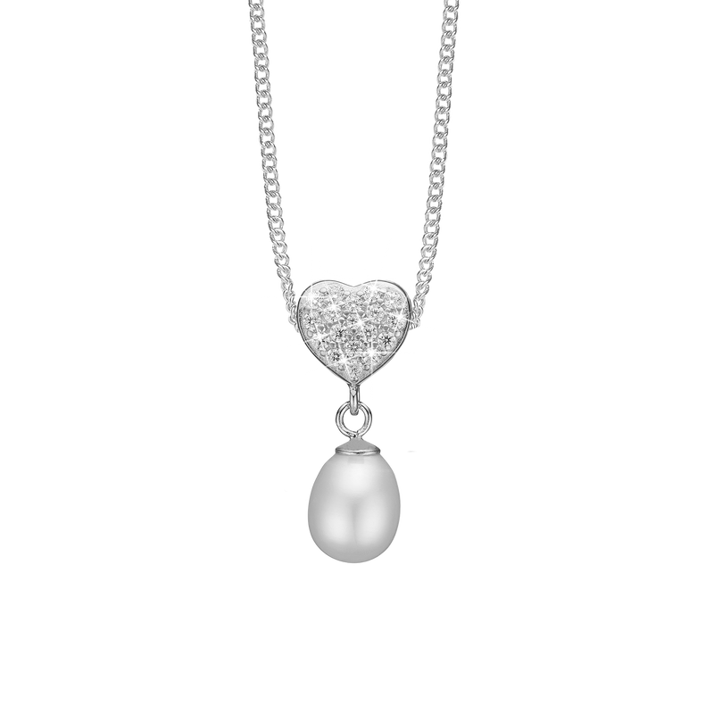 Christina jewelry - Sparkling Heart, sølv vedhæng med ferskvandsperle og zirkoner - Model: 680-S122