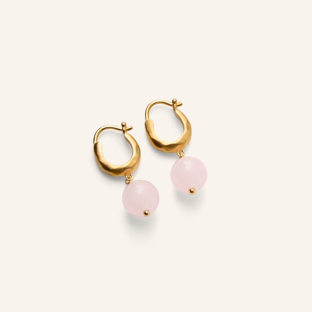 Pernille Corydon- Blush Earrings forgyldt-rosenkvarts- model E-526-gp