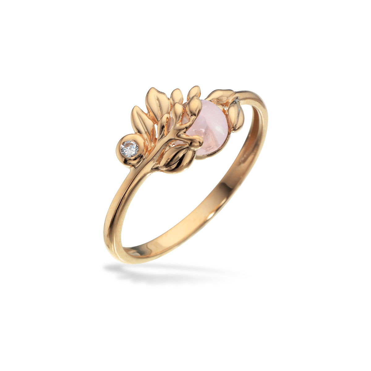 Scrouples - Prima Vera ring 14 kt. m zir og rosa quartz - Model nr.: 711835